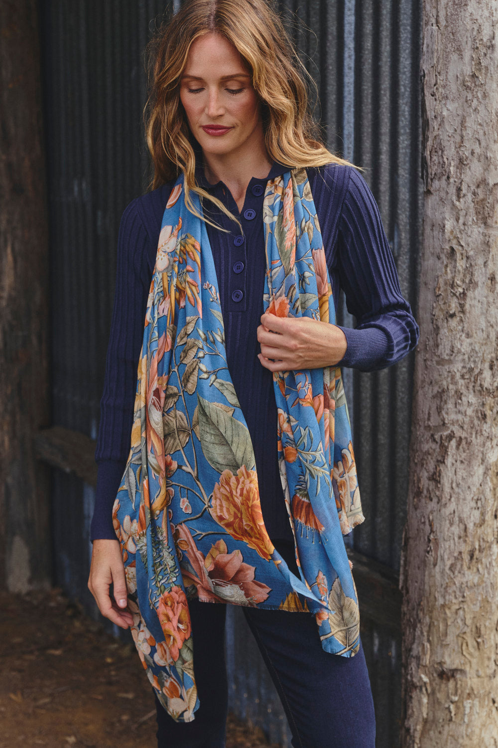 Opulent Blooms Scarf, 72 by 190cm in 100% bamboo modal, designed in Brisbane Australia