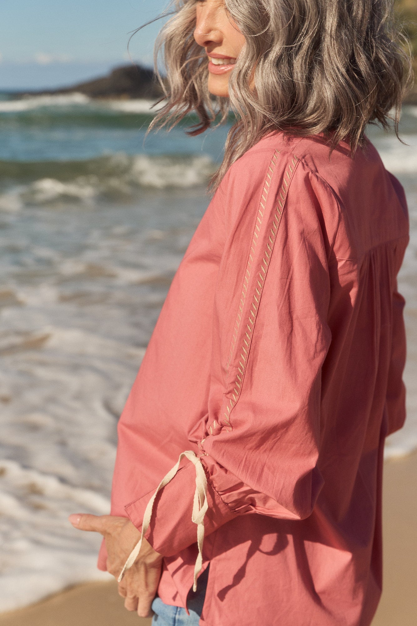 Andie Drawstring Shirt in Vintage Rose