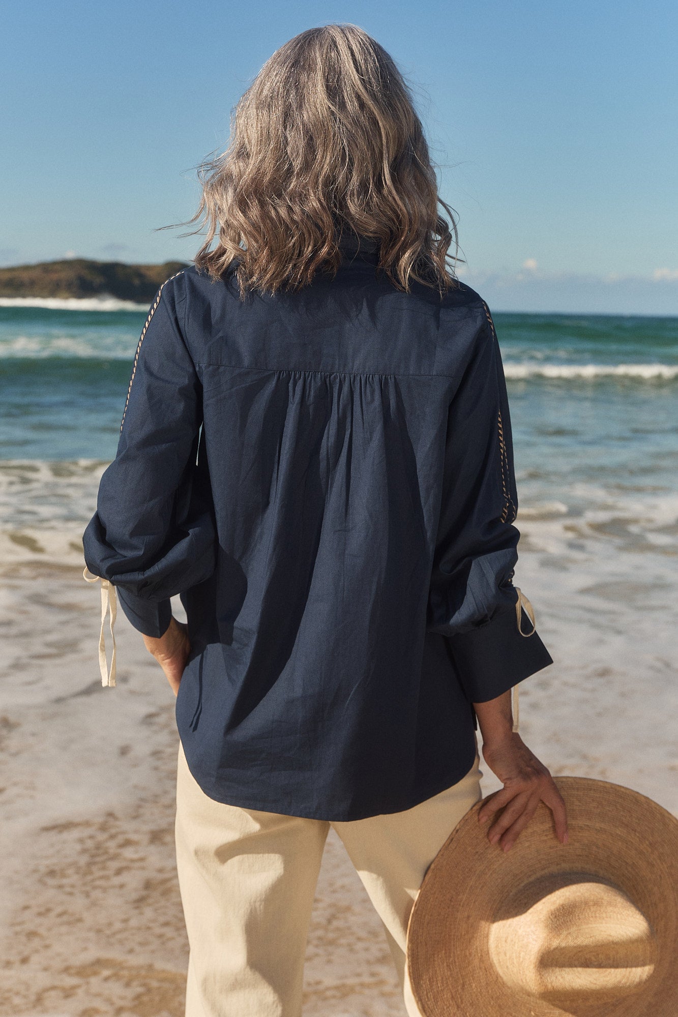 Andie Drawstring Shirt in Navy