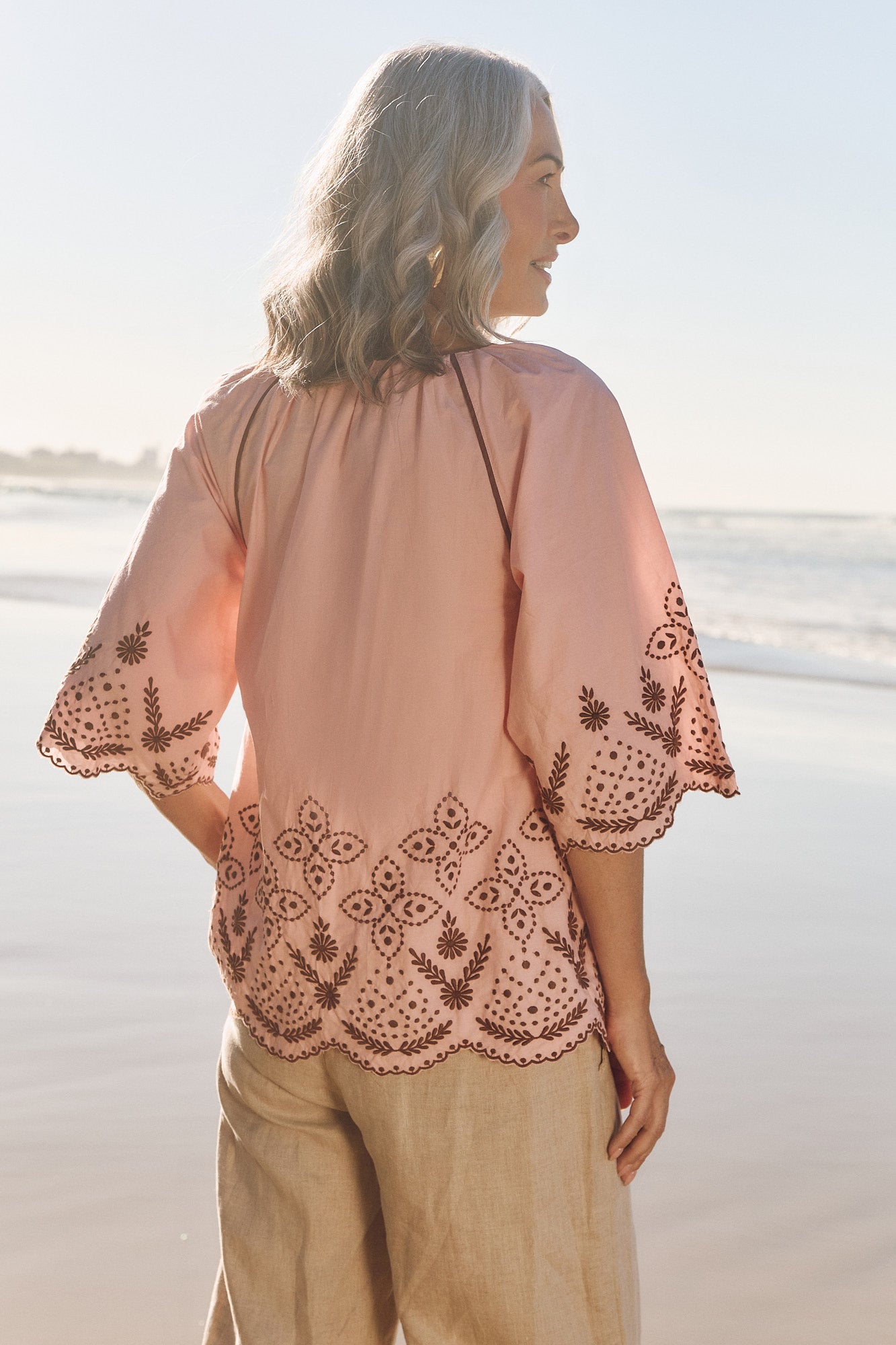 Delilah Embroidered Blouse in Dawn