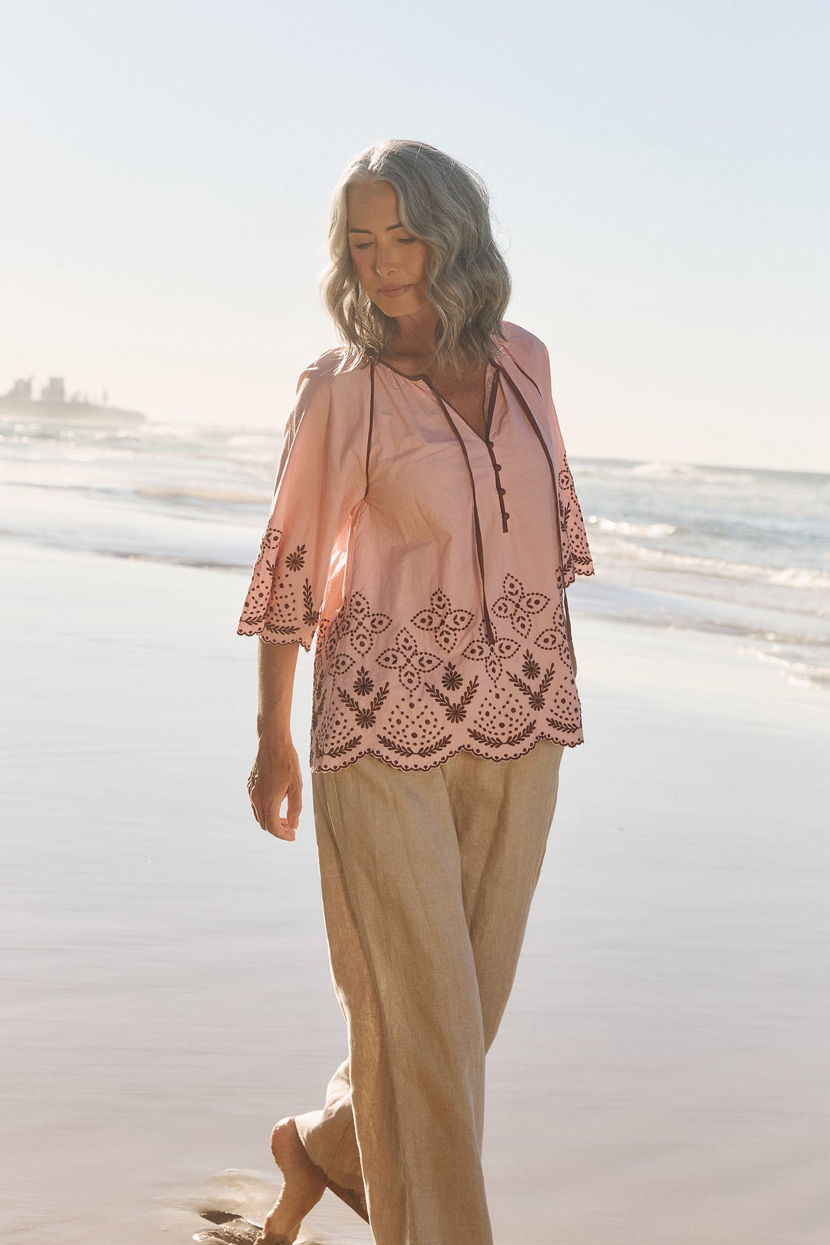 Delilah Embroidered Blouse in Dawn