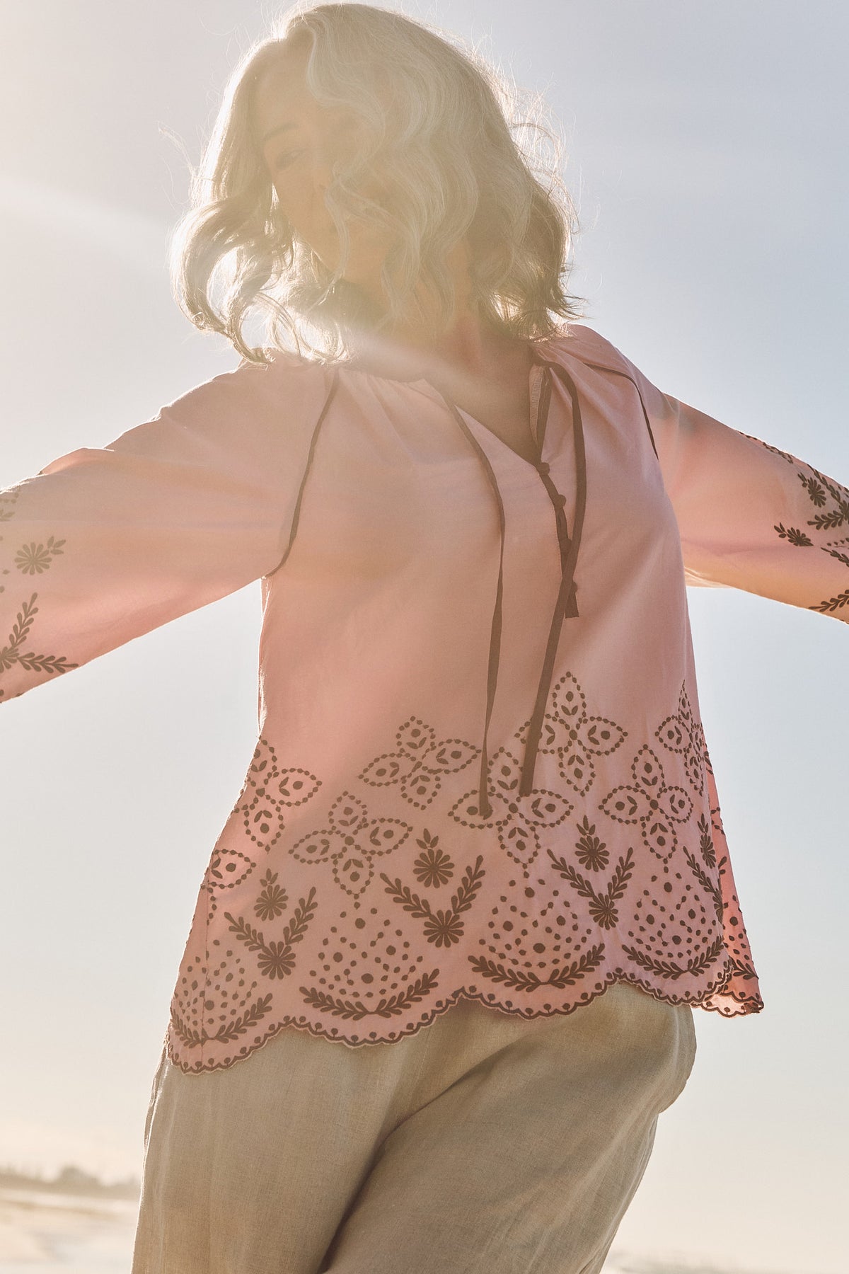 Delilah Embroidered Blouse in Dawn