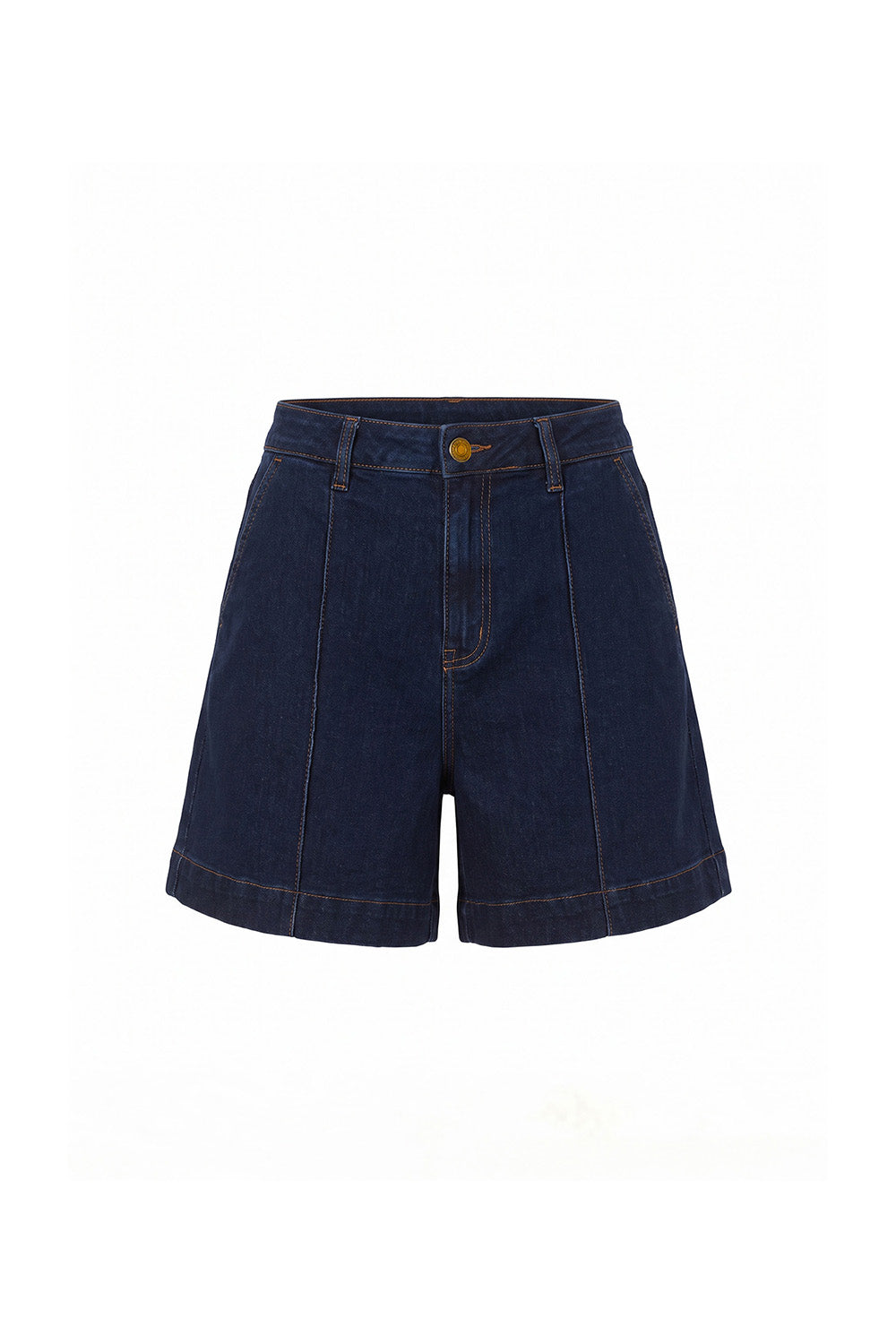 Lainey Denim Longline A-Line Shorts in Dark Wash