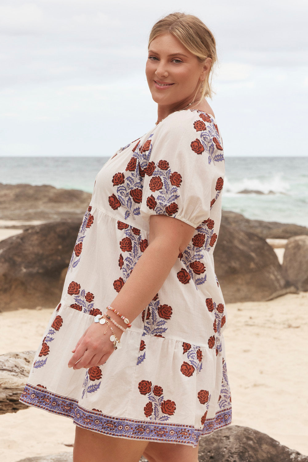 Layla Short Tiered Dress in Wildflower, Short Dress - Adrift Clothing