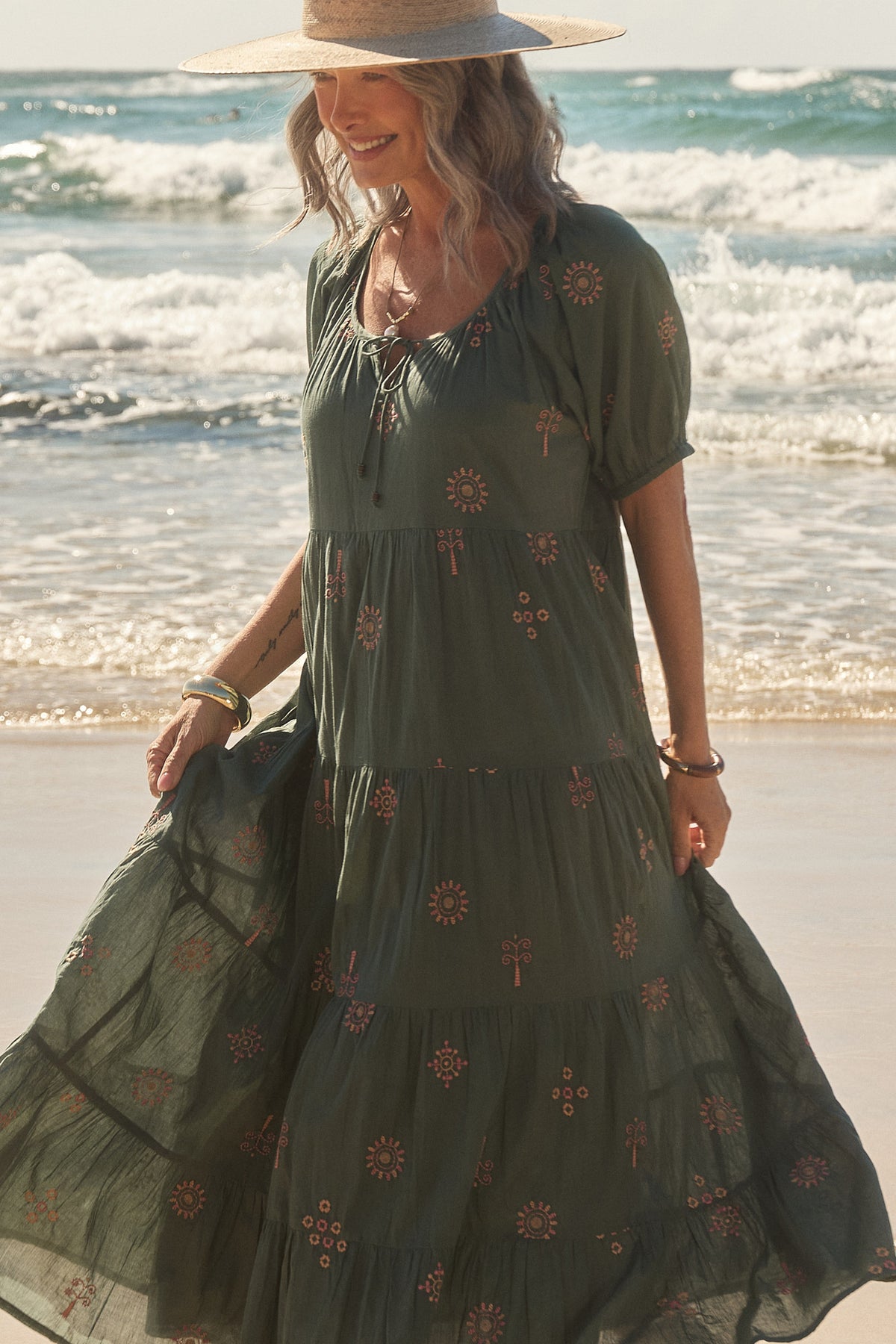 Layla Tiered Dress in Amaranth
