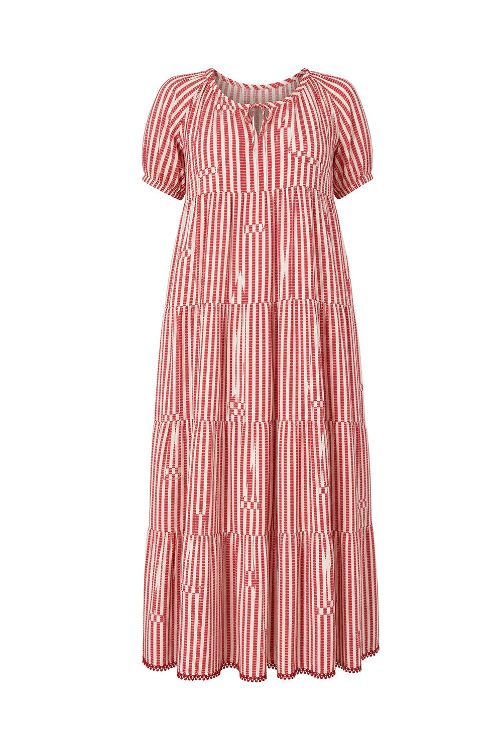 Layla Cotton Silk Tiered Dress in Boat Stripe