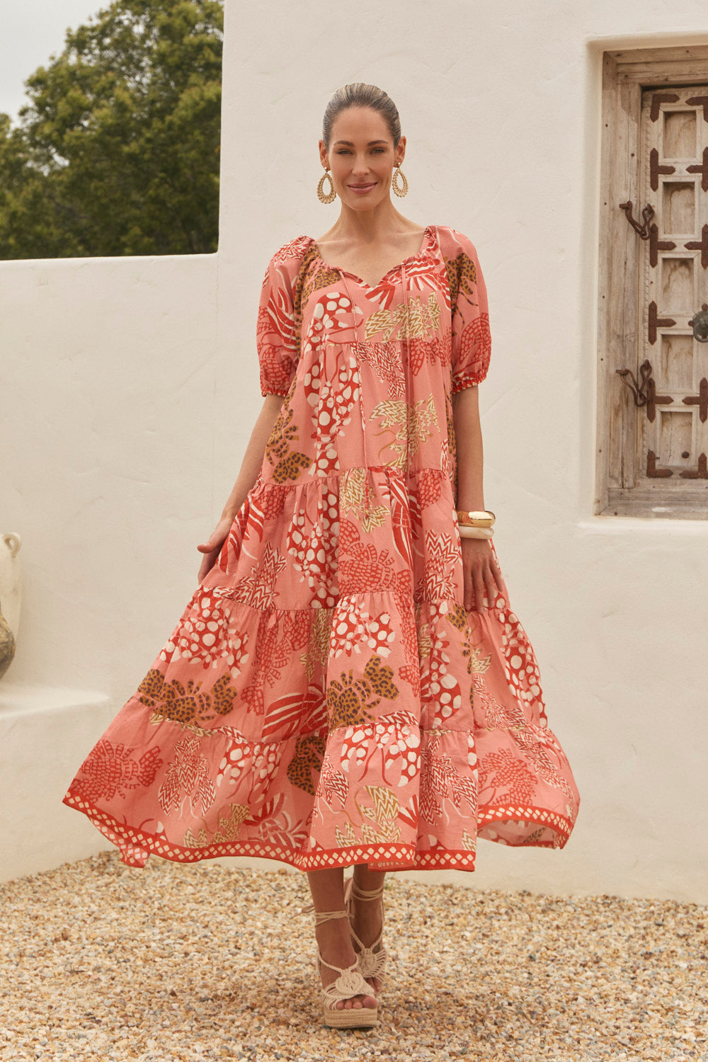 Layla Tiered Dress in Rock Lobster