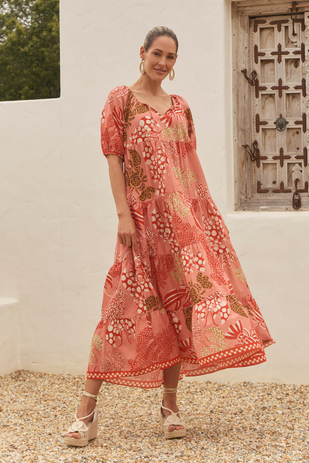 Layla Tiered Dress in Rock Lobster