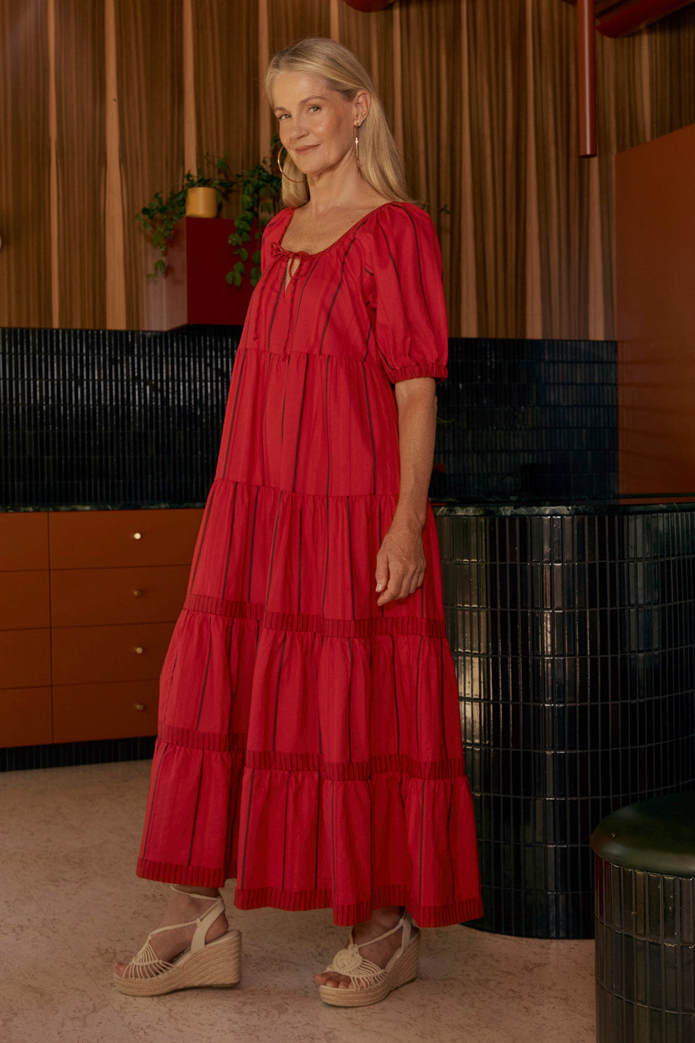 Layla Tiered Dress in Very Berry