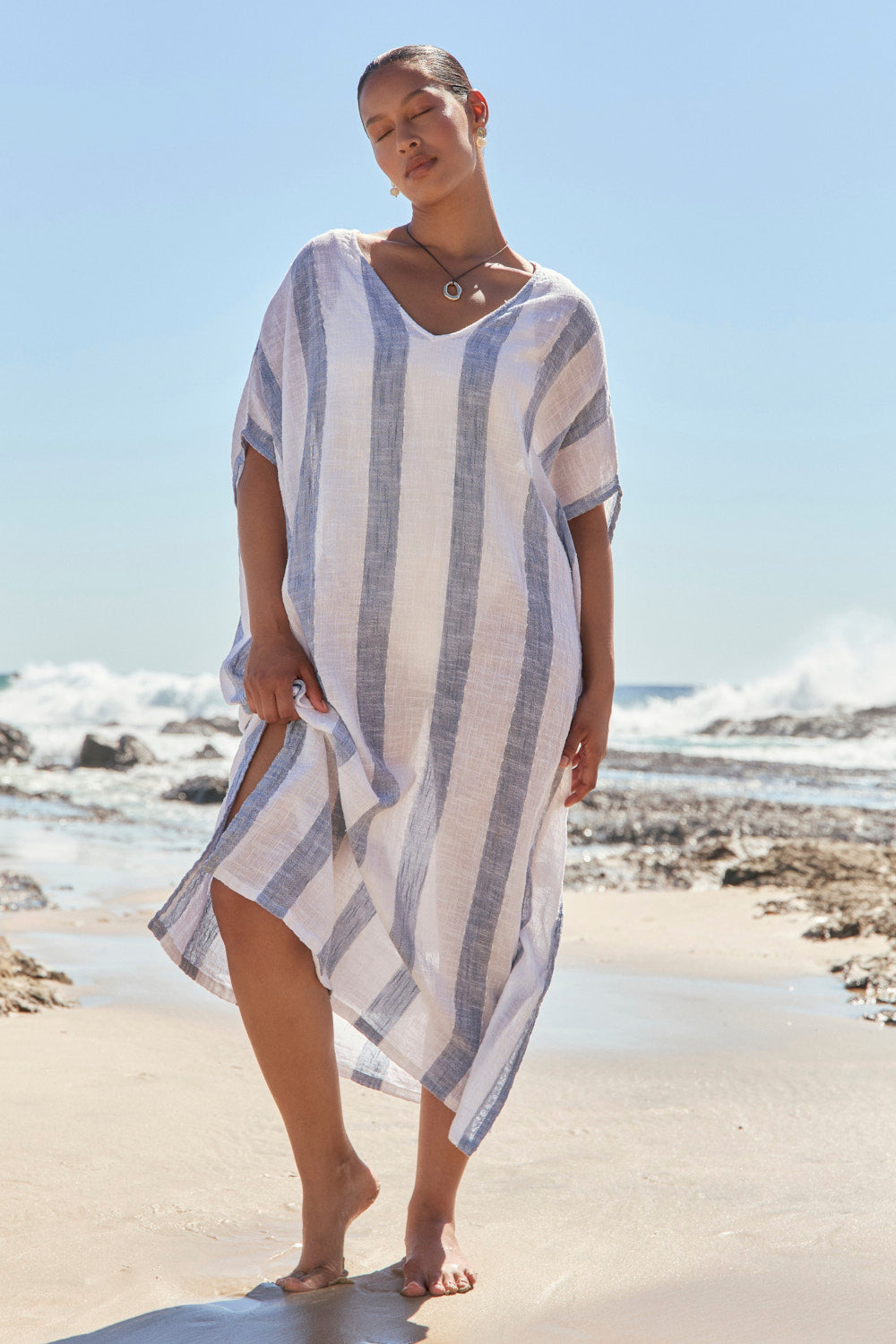 Leilani Kaftan in Blue Stripe