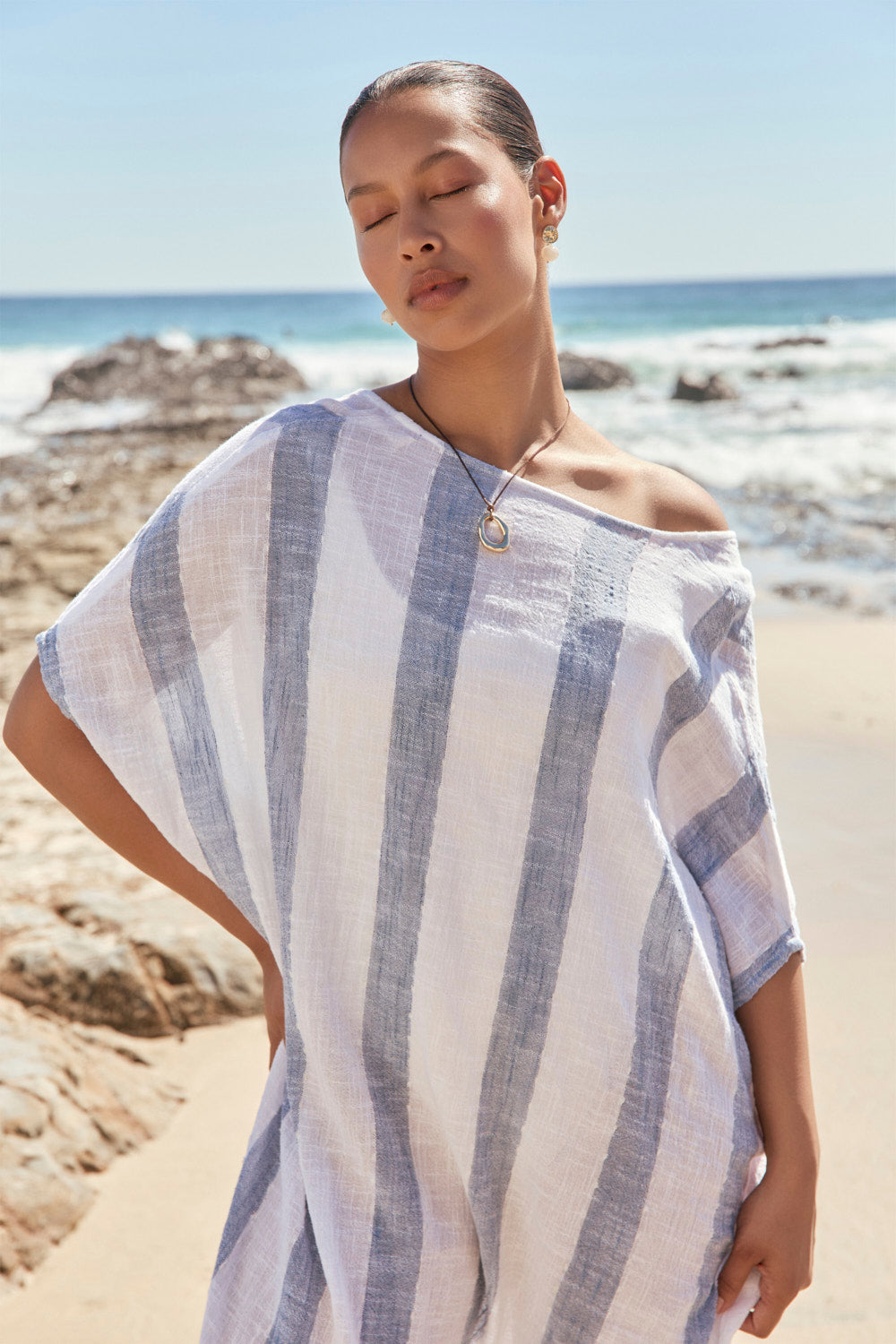 Leilani Kaftan in Blue Stripe