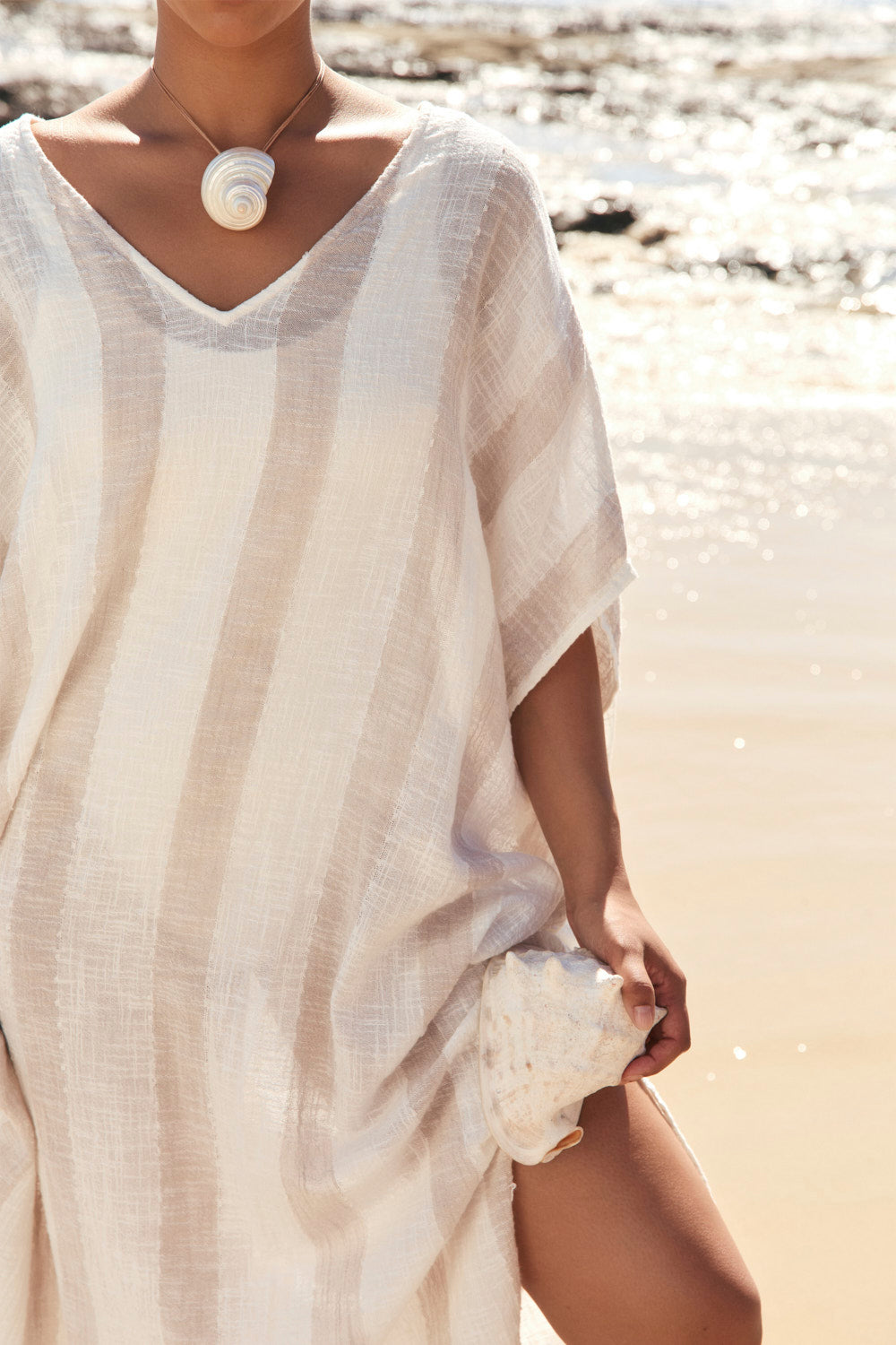 Leilani Kaftan in Natural Stripe