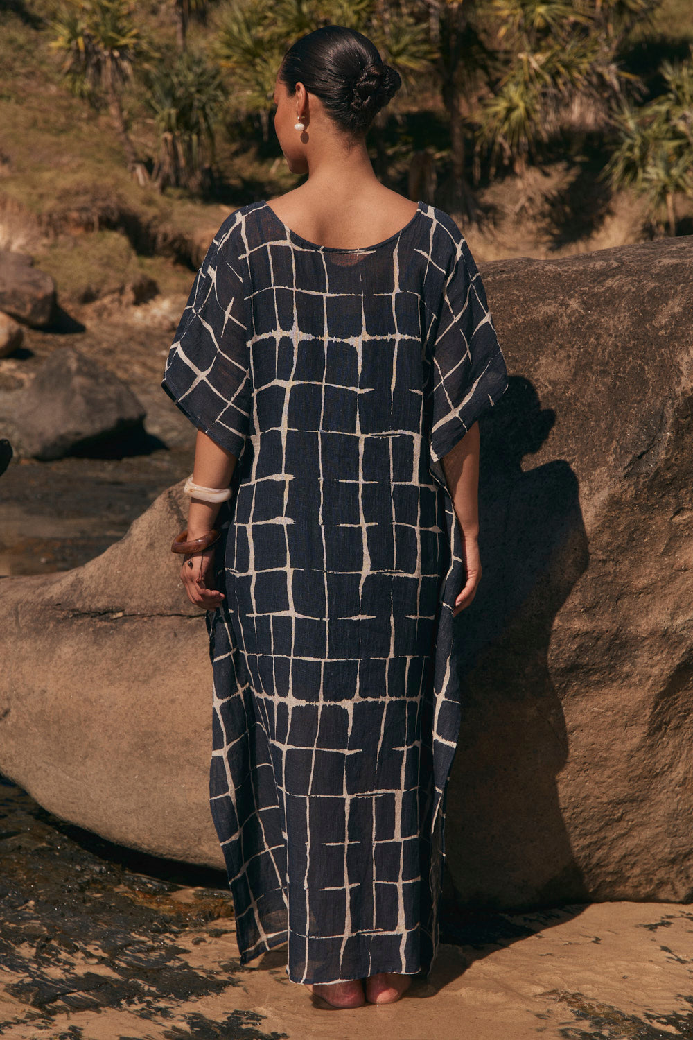 Liesl Linen Kaftan in Woven Echo