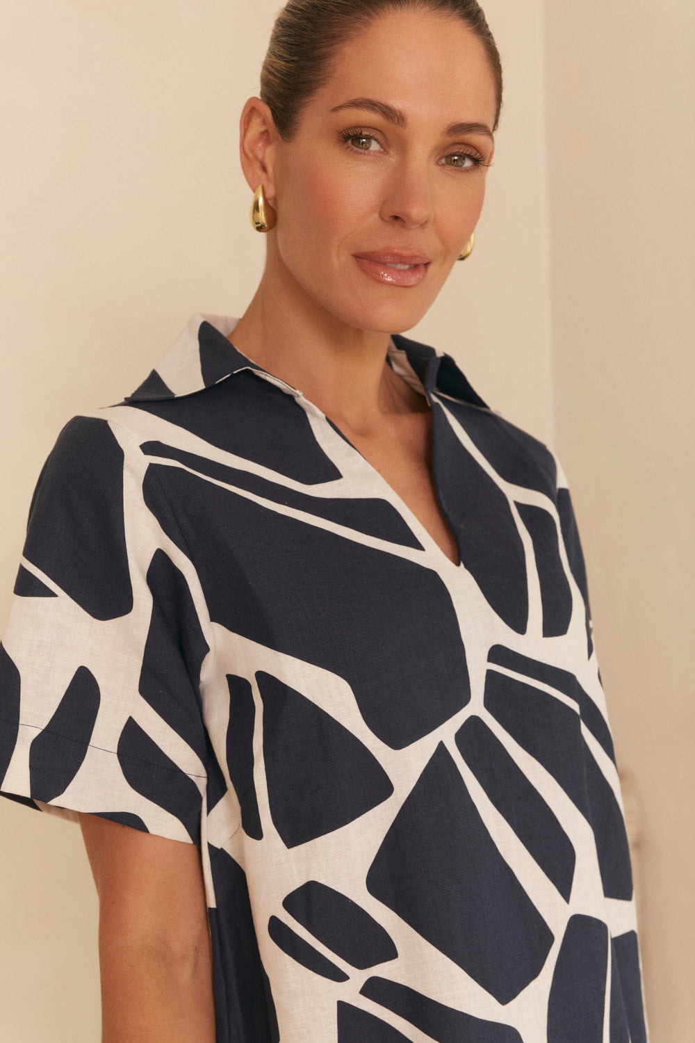 Leni Short Collared Dress in Fjorde Navy