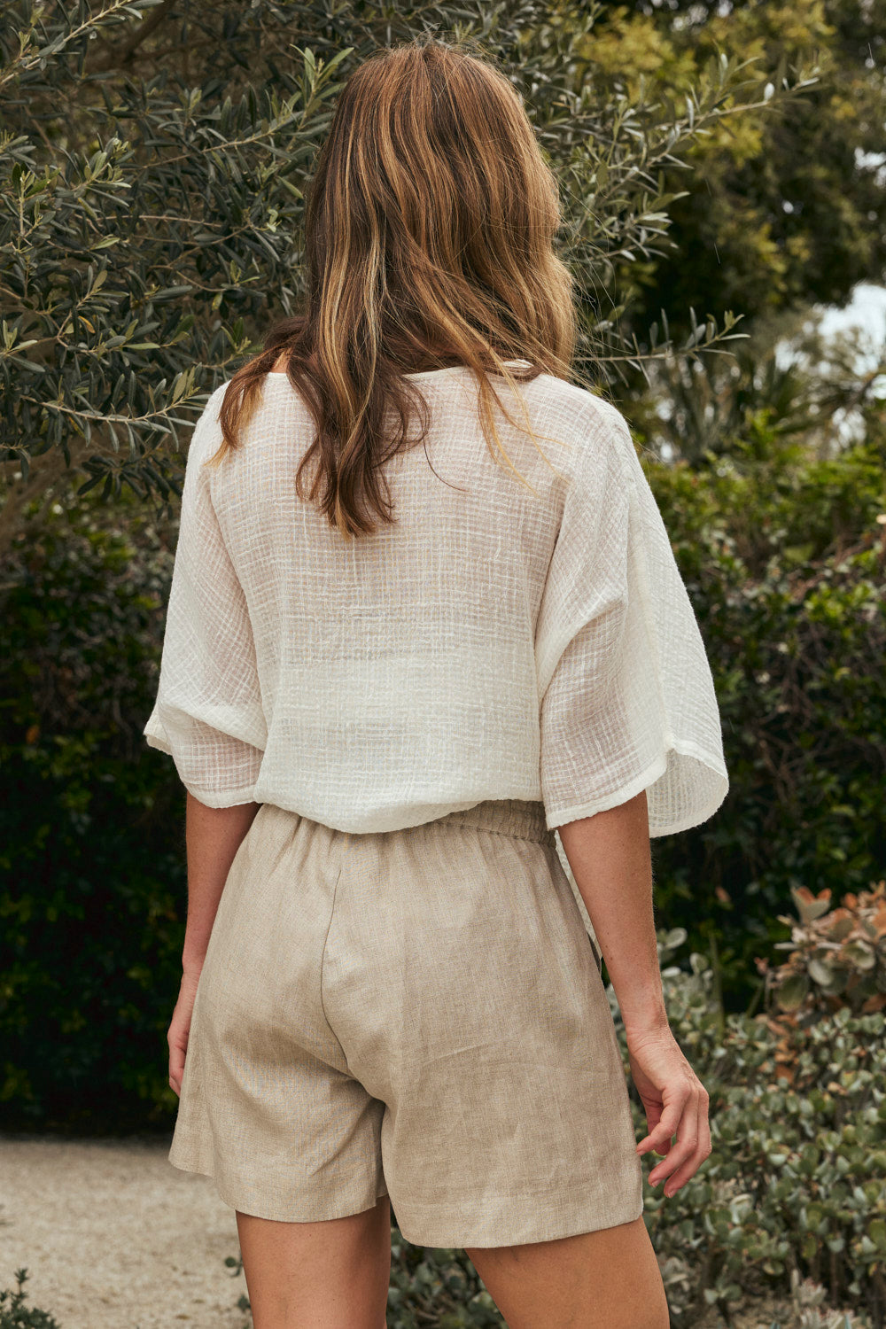 Lizey Linen A-Line Shorts in Natural