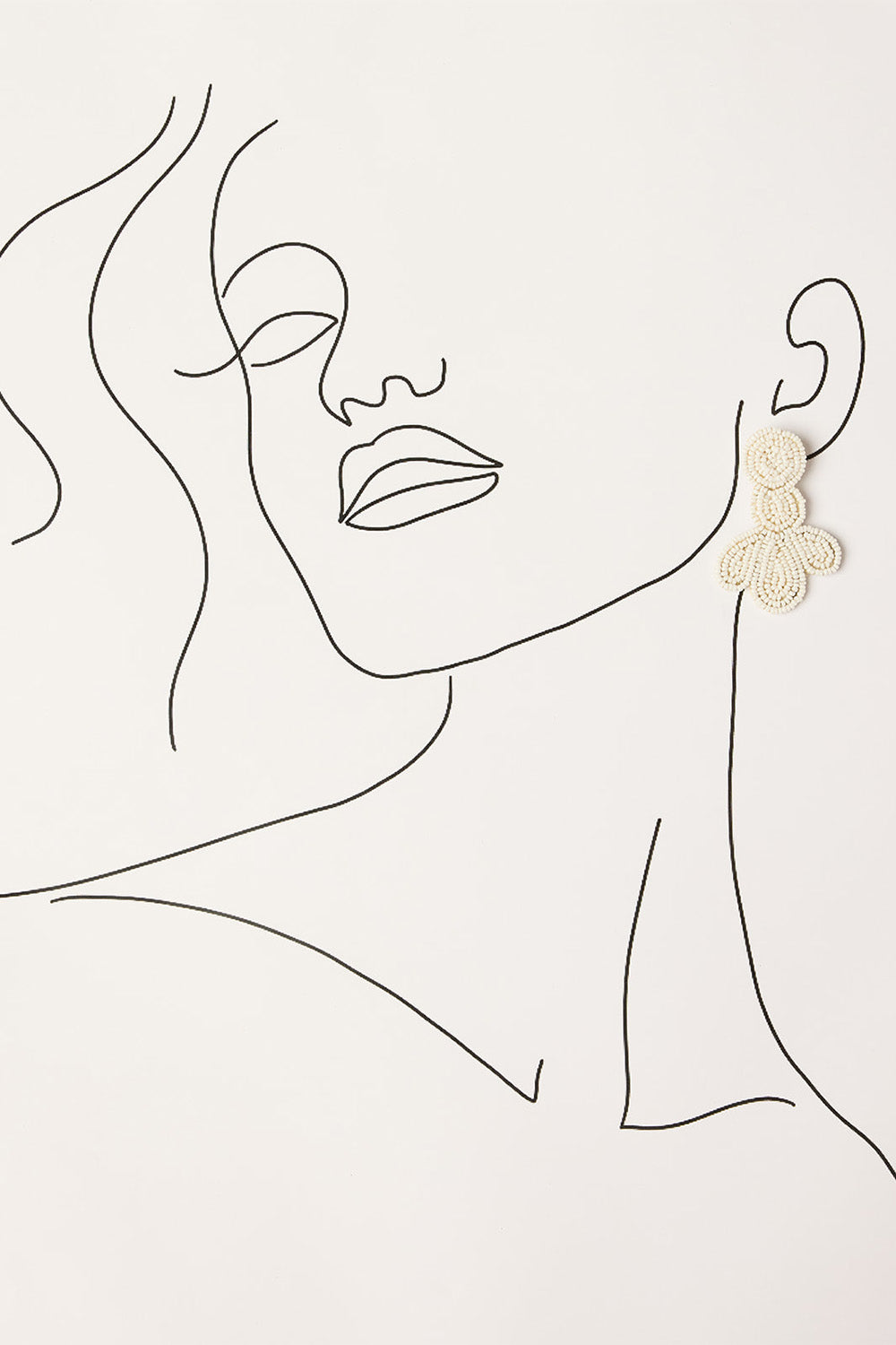 Lotus Beaded Earrings in White