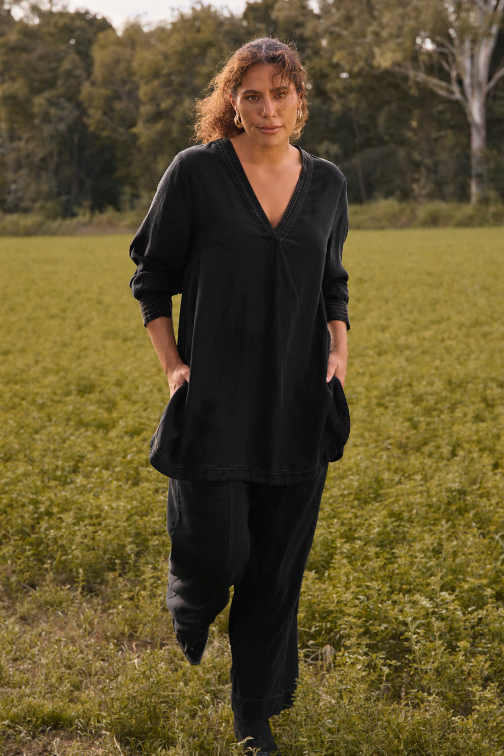 Breezy Tencel Relaxed Pant in Black, Pant - Adrift Clothing