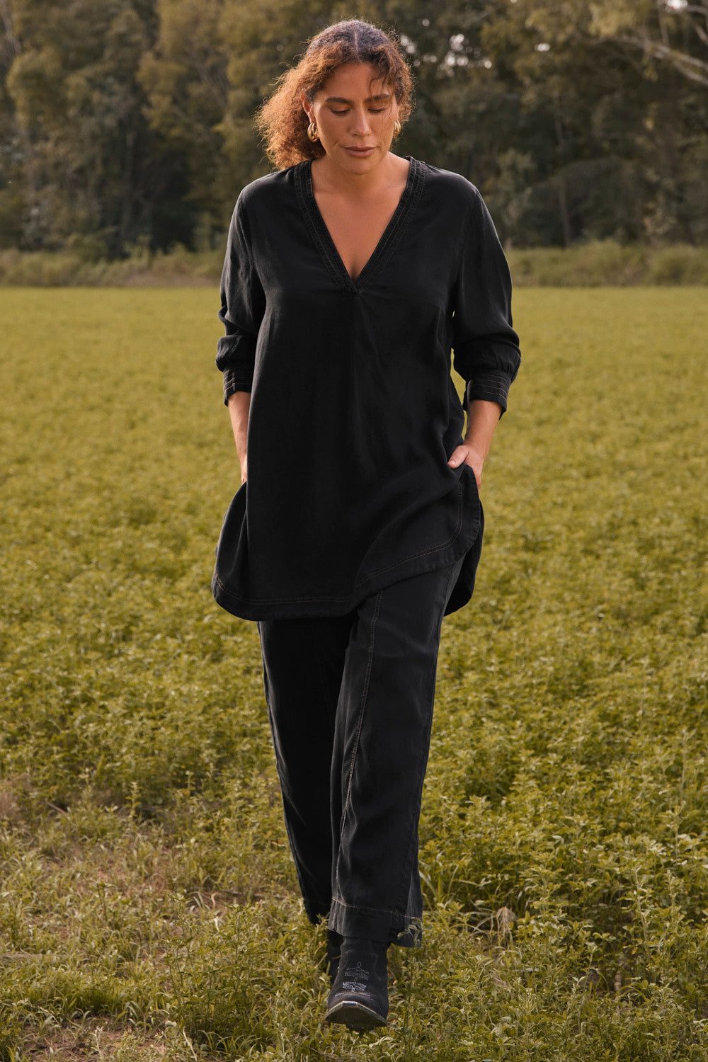 Breezy Tencel Relaxed Pant in Black, Pant - Adrift Clothing