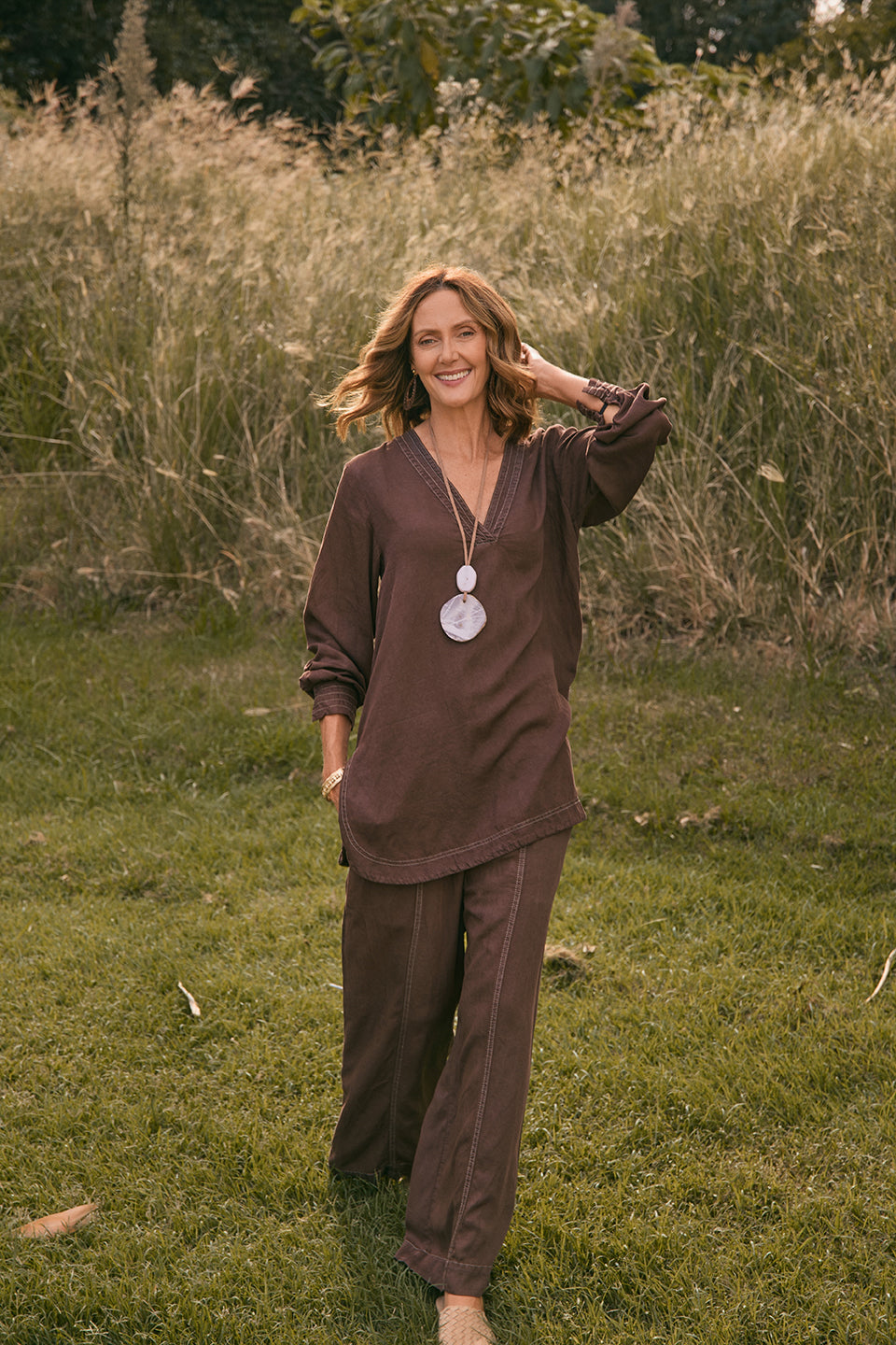 Breezy Tencel Relaxed Pant in Chocolate, Pant - Adrift Clothing