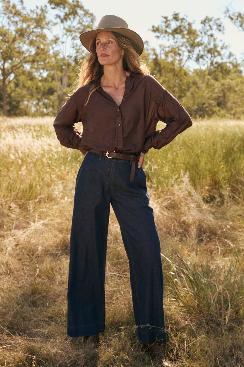 Marin Chambray Pant in Dark Wash