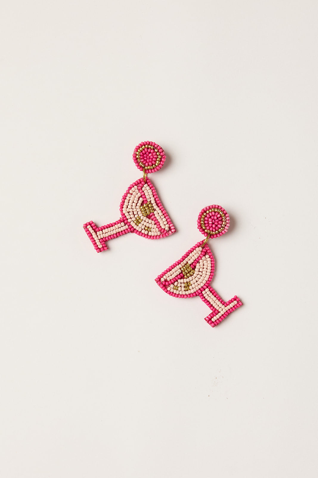 Martini Beaded Earrings in Pink