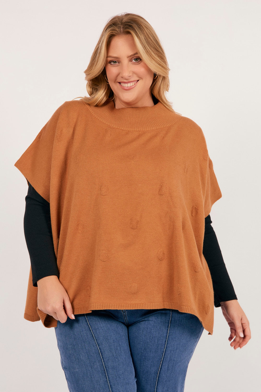 Masa One Size Knit Poncho in Hazel