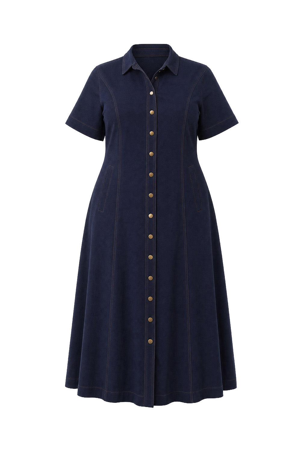 Maya Collared Dress in Navy