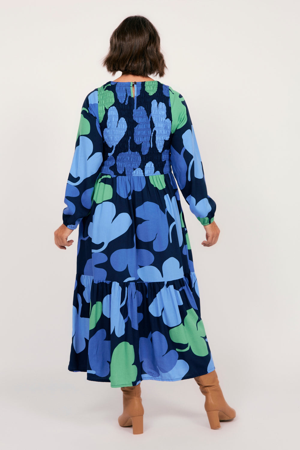 Minden Shirred Dress in Wintergarden