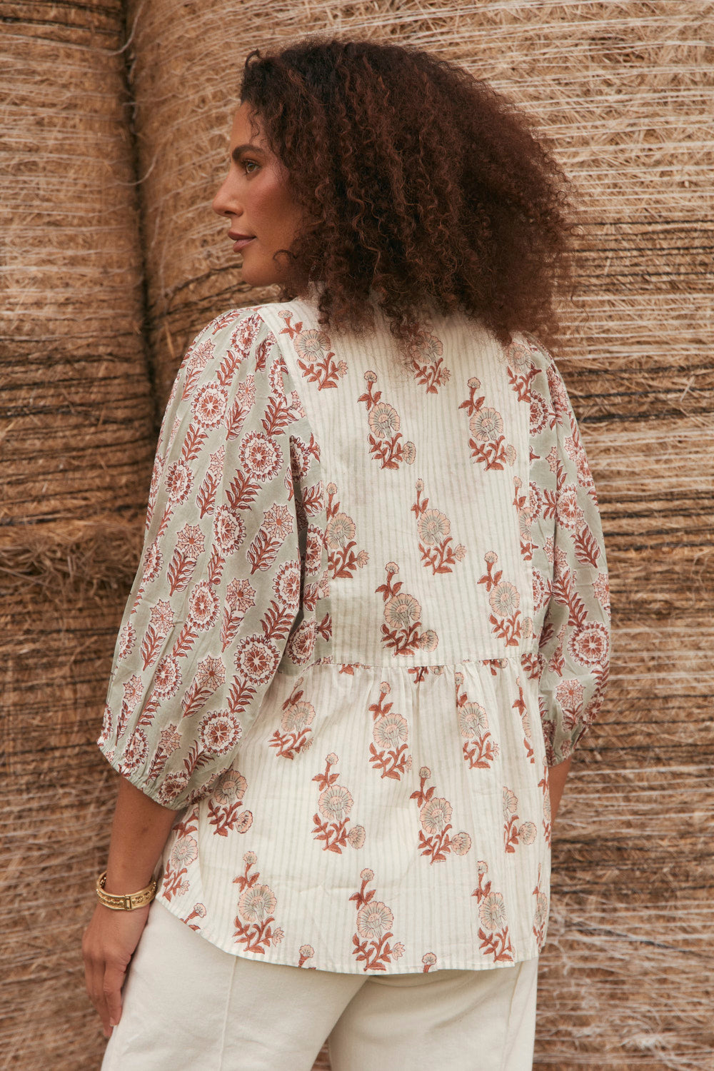 Mirabelle Frill Blouse in Fernwood