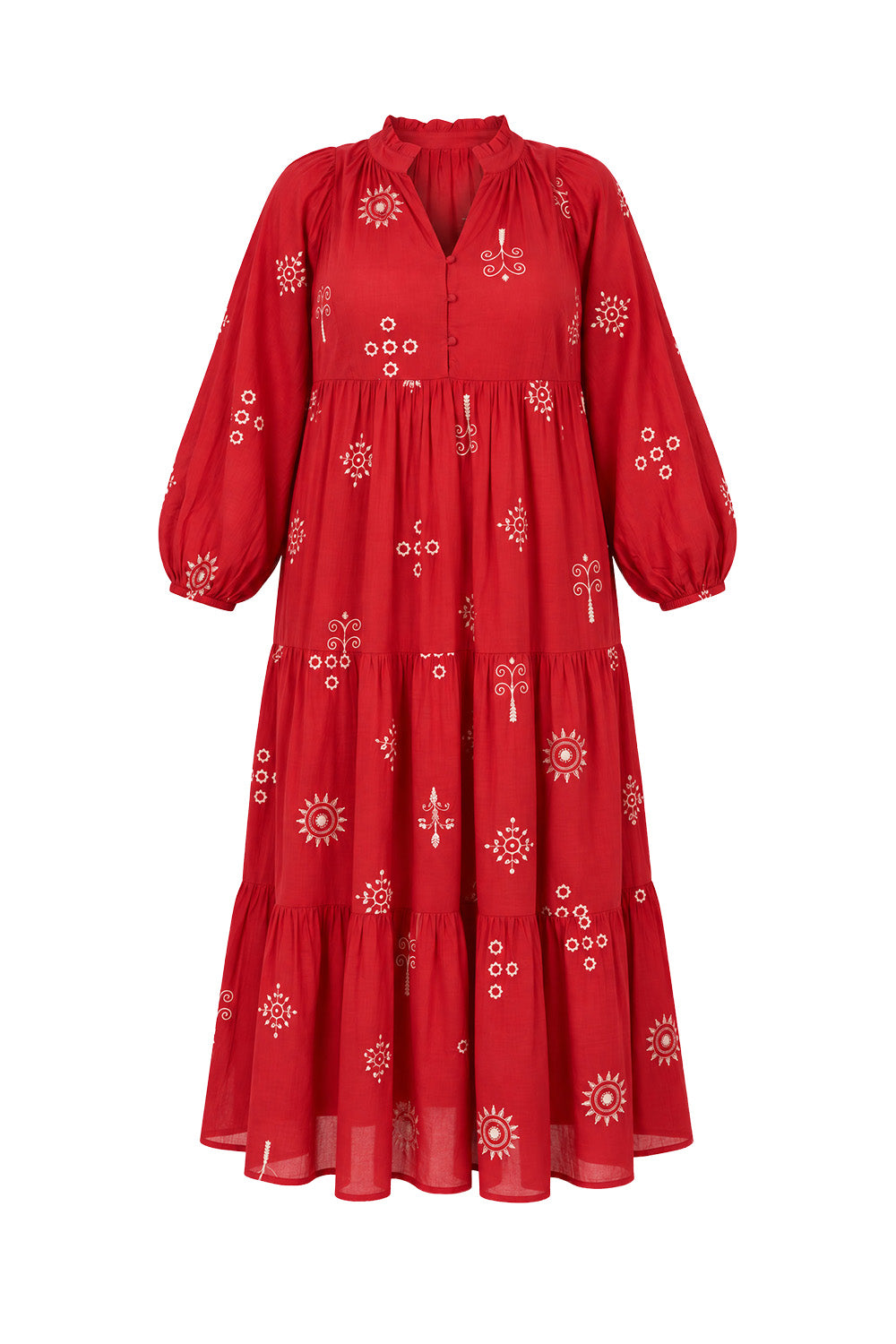 Mirabelle Frill Dress in Cardinal