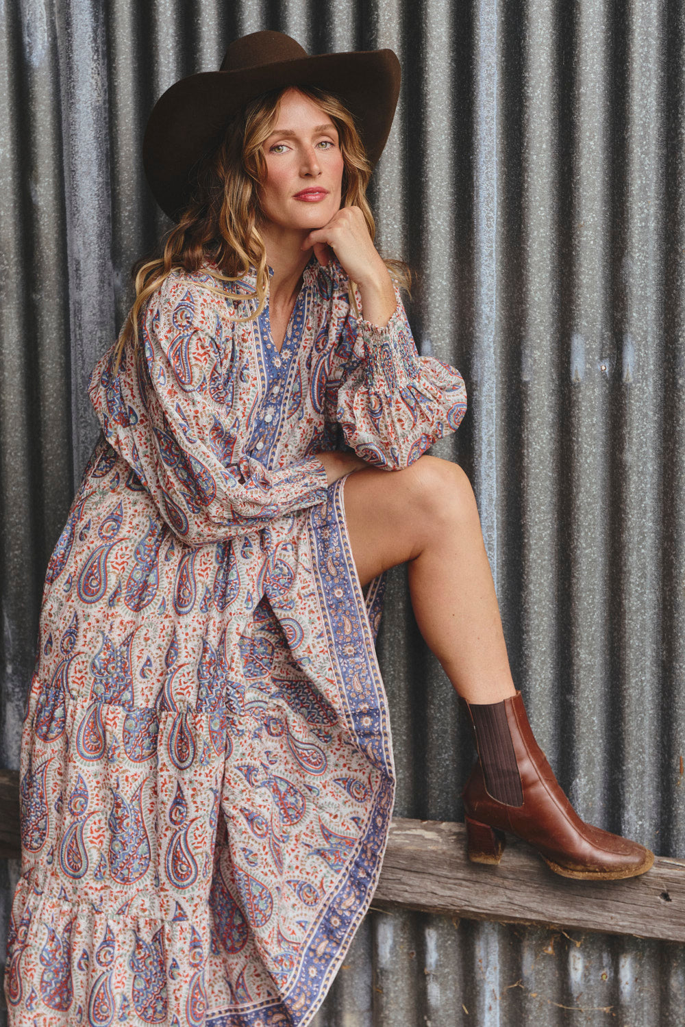 kalamkari maxi dress Mirabelle Frill Dress in Kalamkari