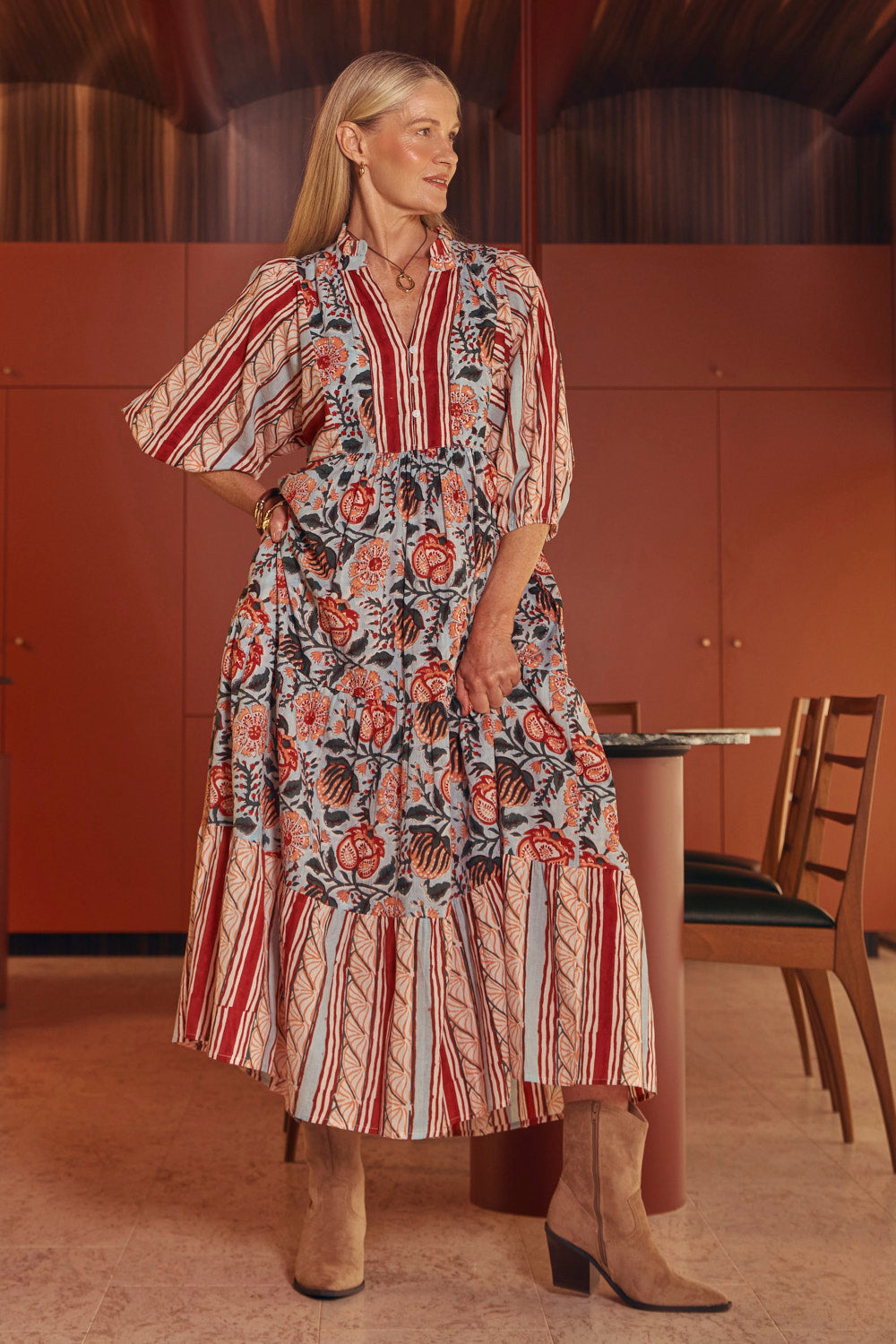 Mirabelle Frill Dress in Riviera