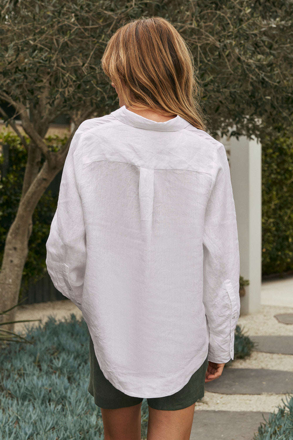 Oversized Linen Boyfriend Shirt in White