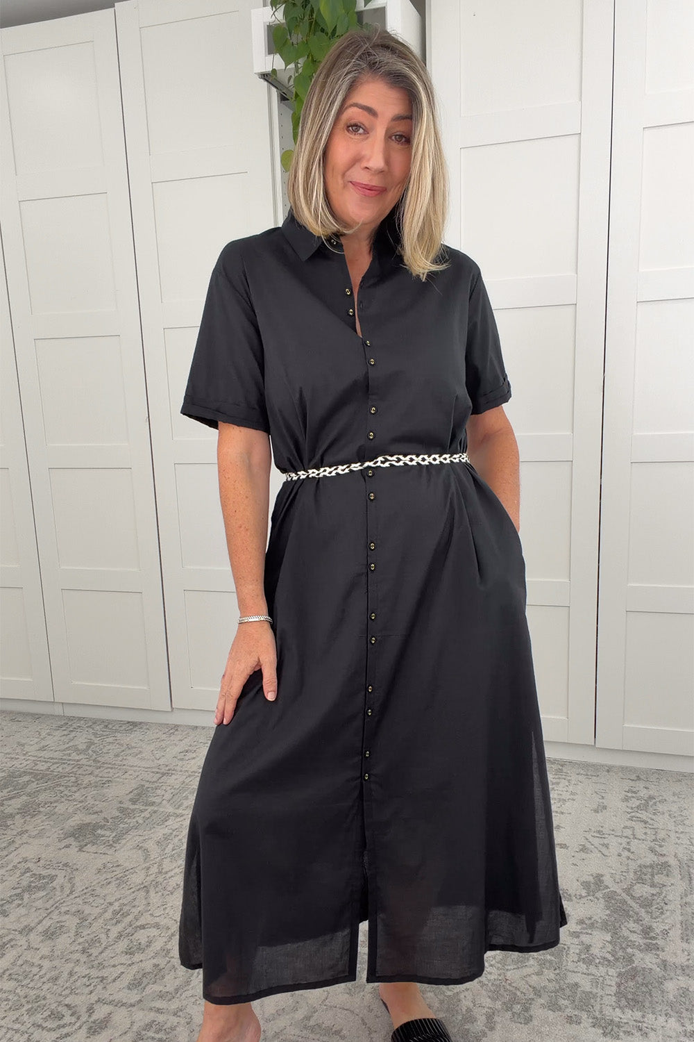 Amani Collared Dress in Black