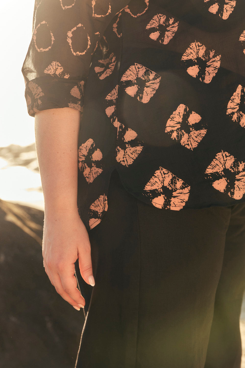 Natalia Cotton Silk Shirt in Stormflower