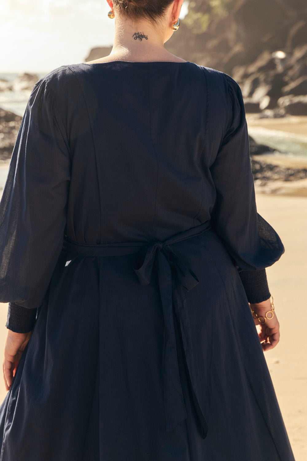 Ophelia Button Through Dress in Navy