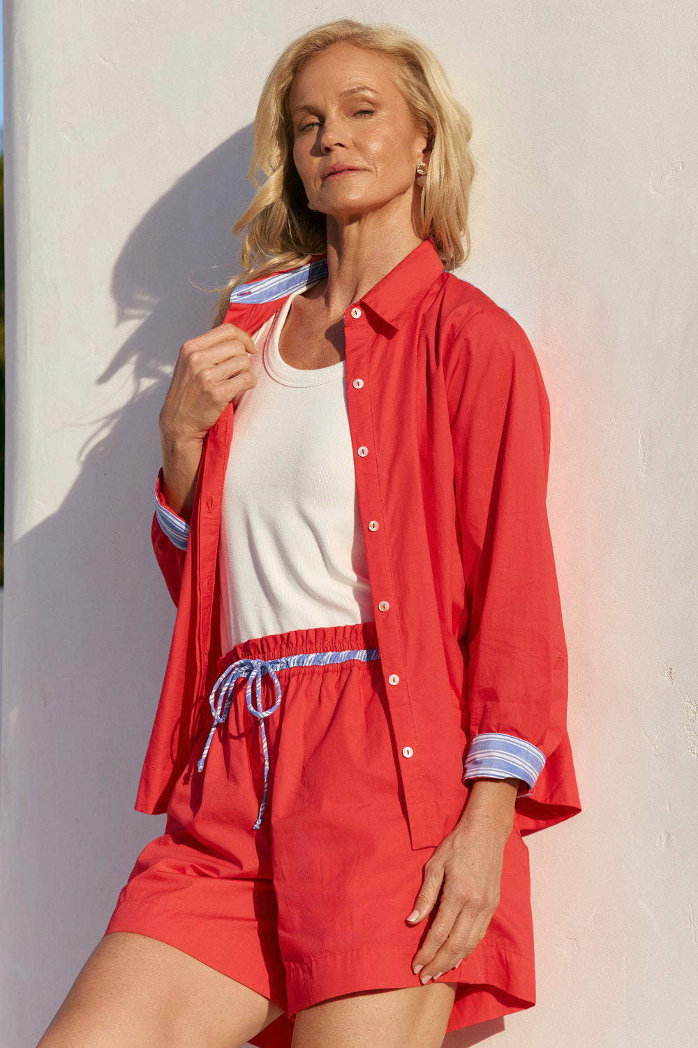 Oversized Boyfriend Shirt in Coral Lagoon