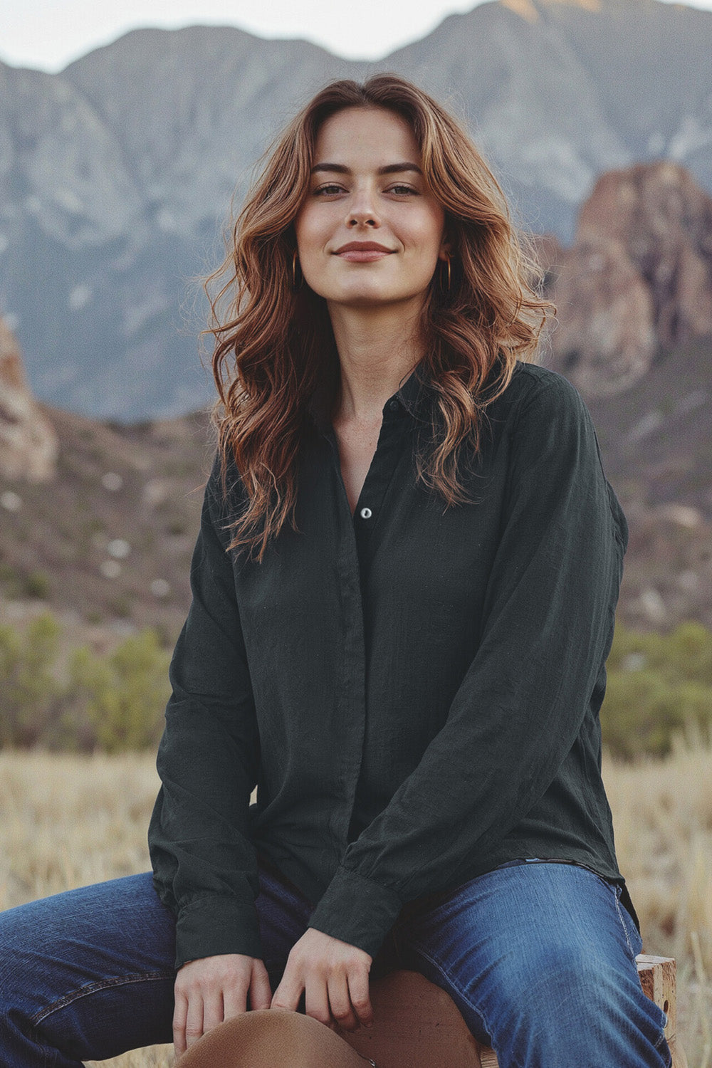 Oversized Linen Boyfriend Shirt in Black