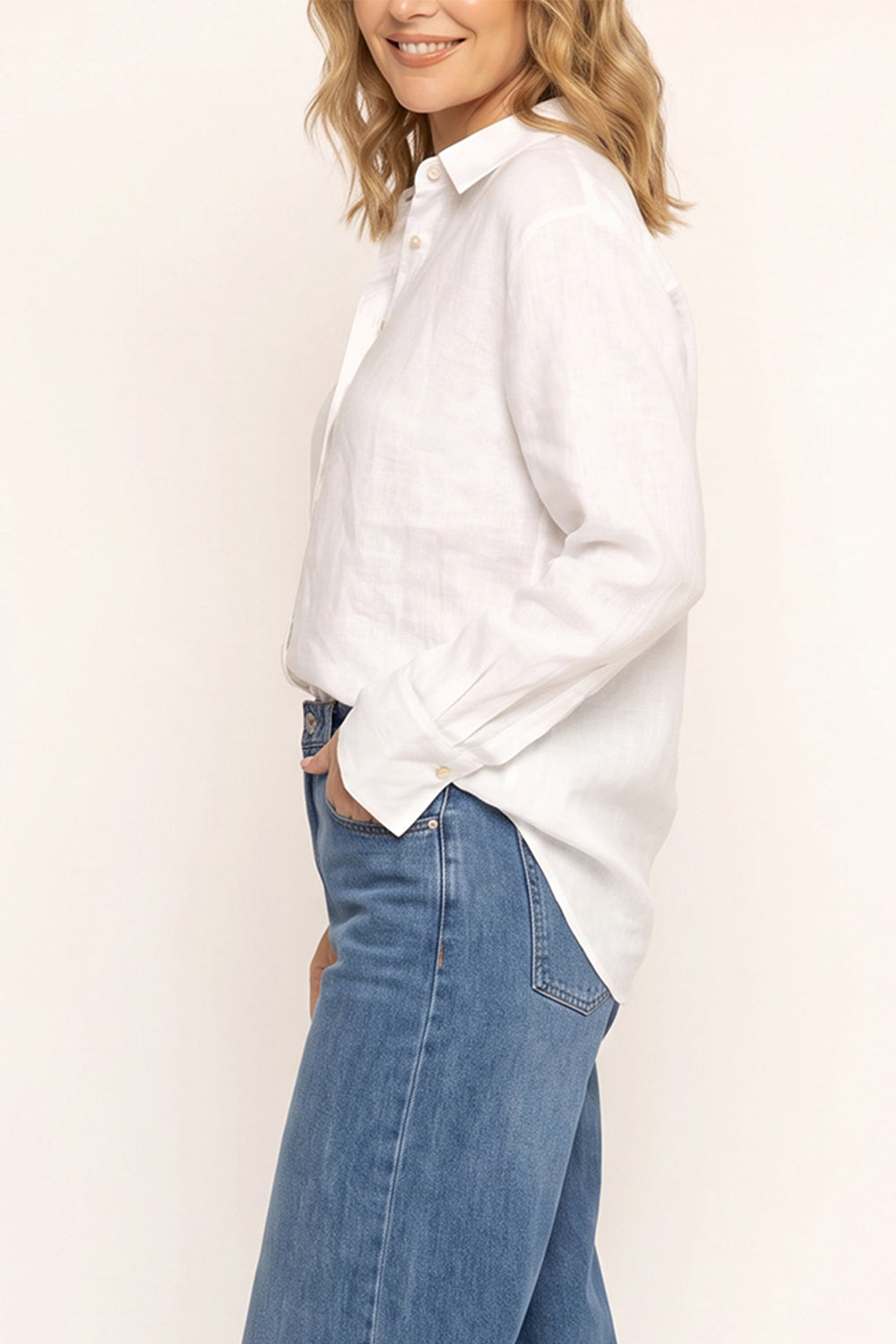 Oversized Linen Boyfriend Shirt in White