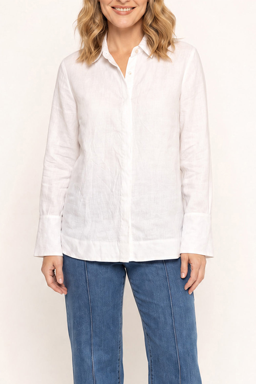 Oversized Linen Boyfriend Shirt in White