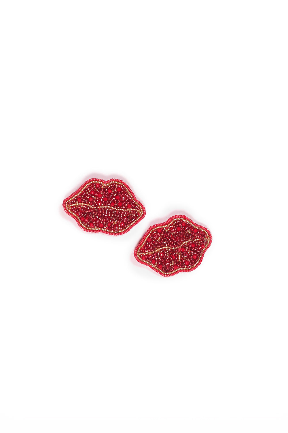Pouty Beaded Earrings in Red