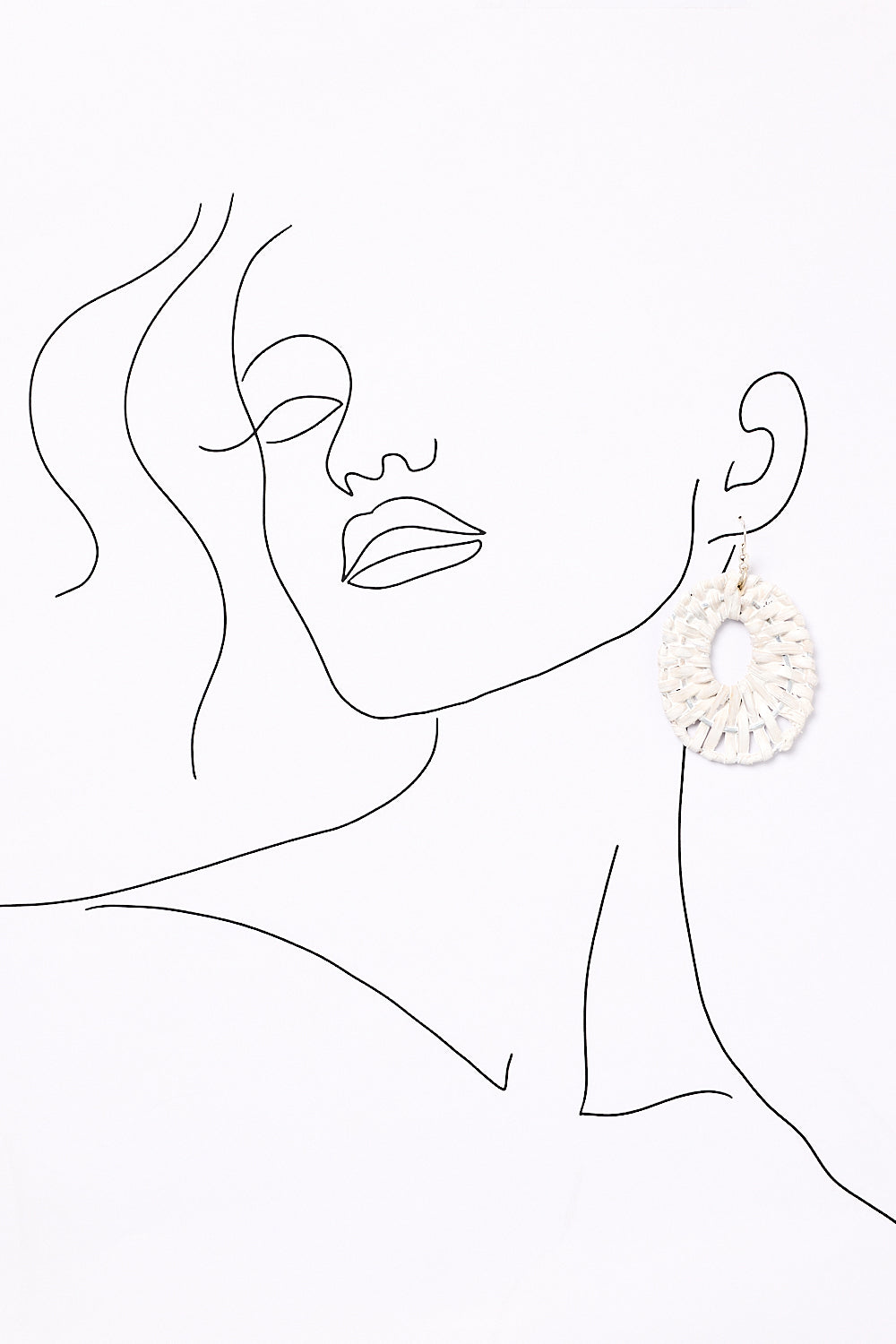 Raffia Woven Earrings in White