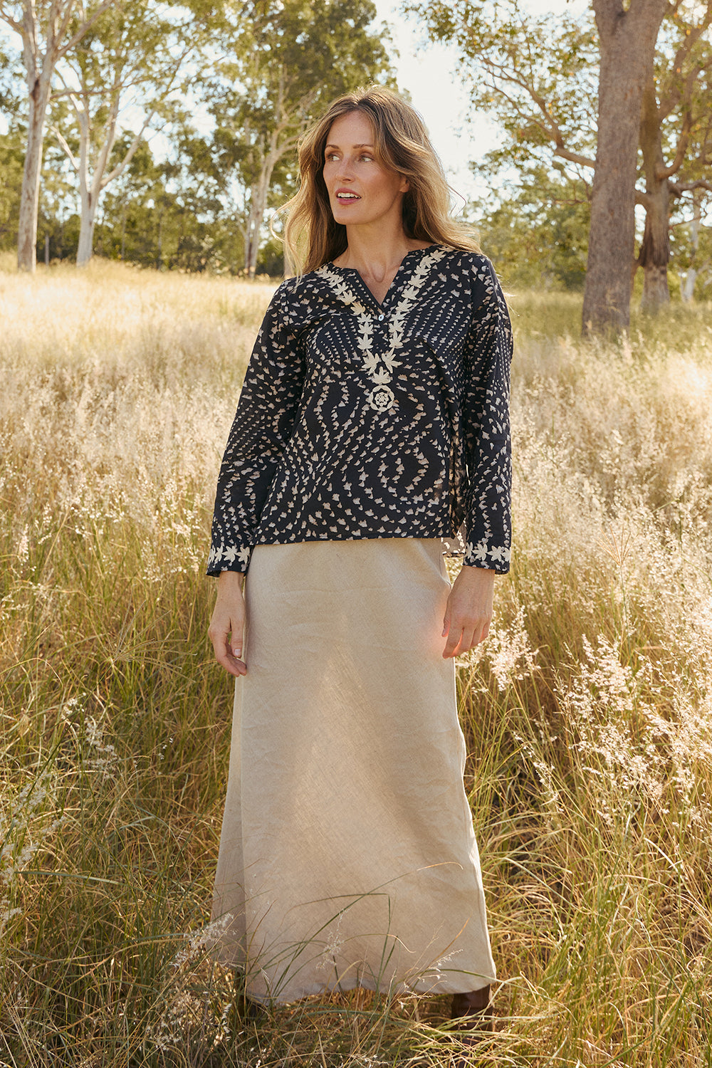 Rani Embroidered Blouse in Wild Jasmine