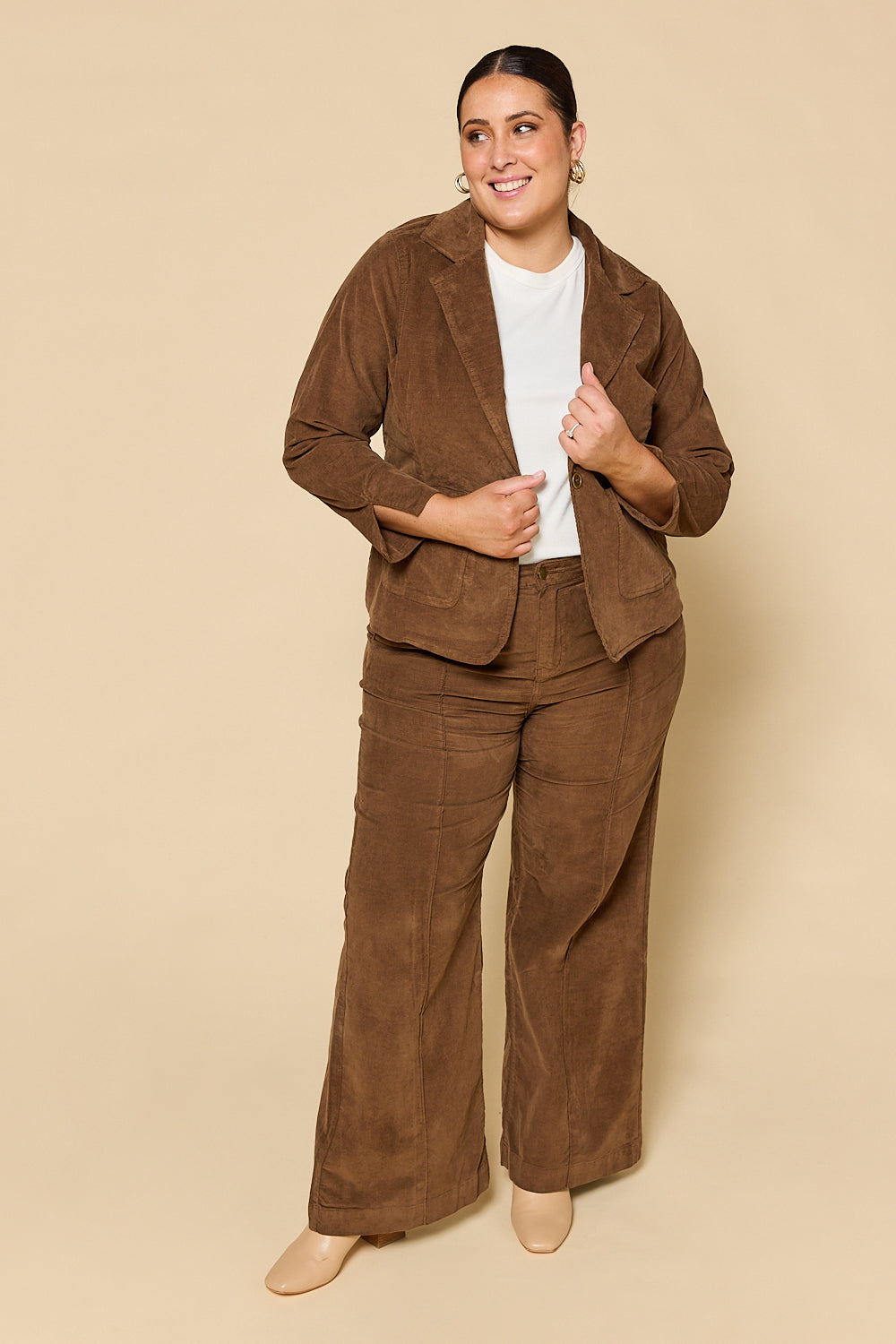 Adrift Wide Leg Brushed Cotton Pant in Chocolate