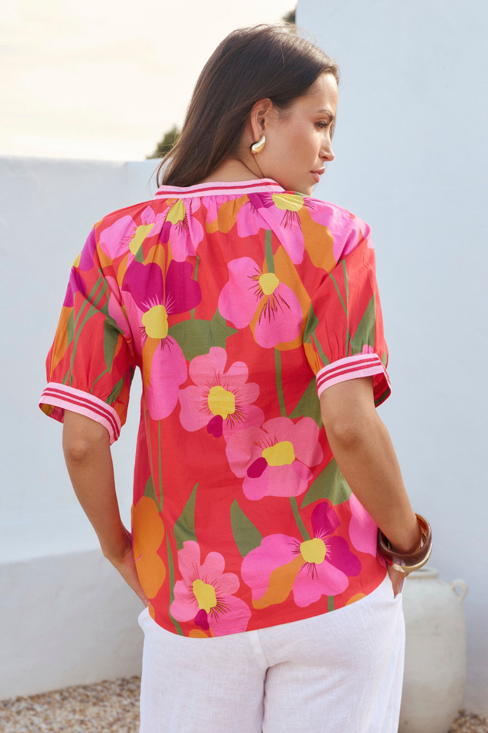 Robin Round Neck Blouse in Flamenco