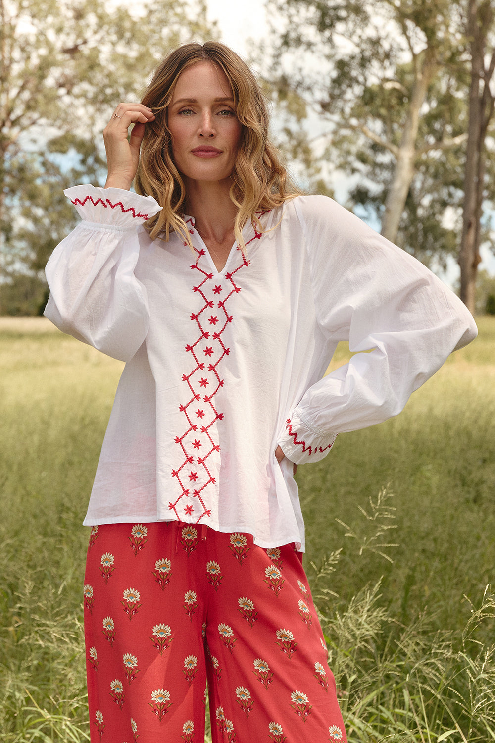 Robin Round Neck Blouse in Palladio