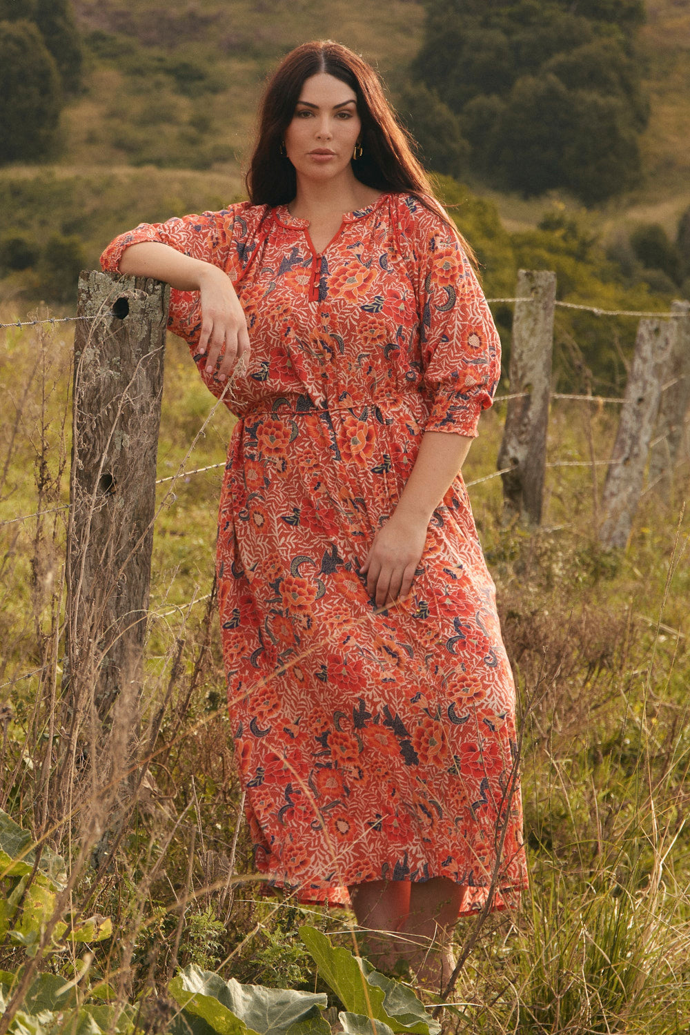 Robin Tunic Dress in Crimson Haze
