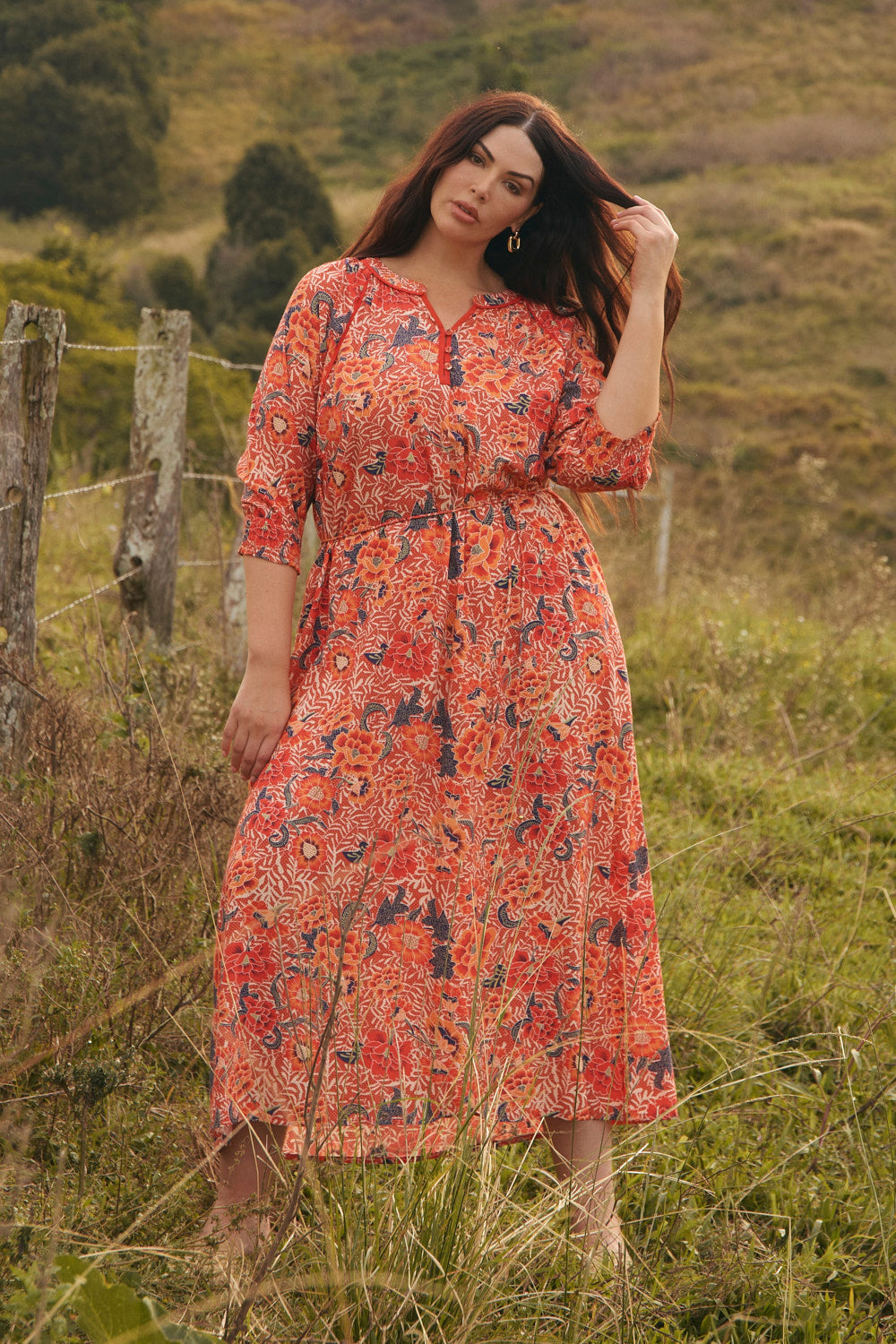 Robin Tunic Dress in Crimson Haze