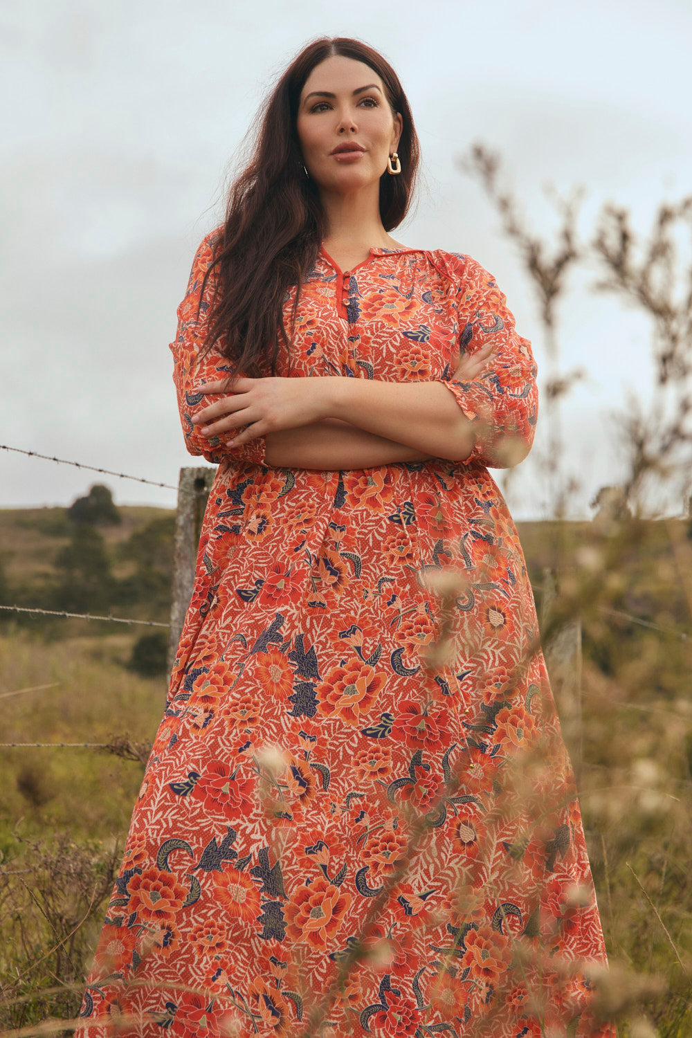 Robin Tunic Dress in Crimson Haze