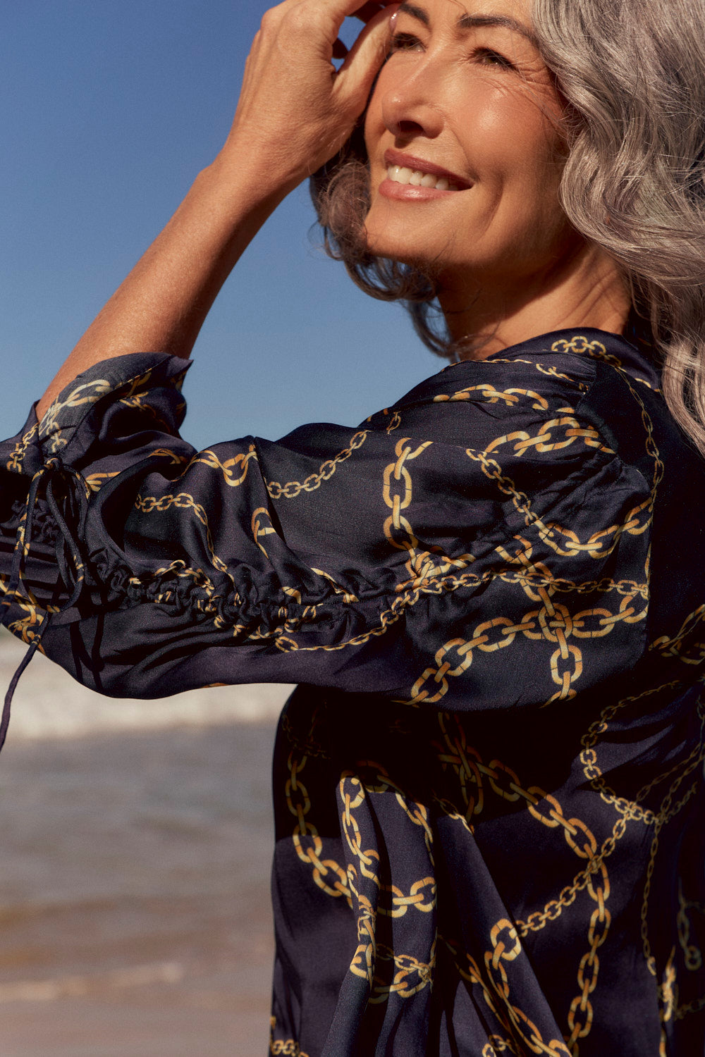 Romi High Neck Shirt in Meridian